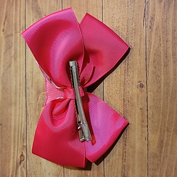 Handmade Kitty Cat Sequins Ribbon and Rhinestone Pink Bow Hair Clip - Picture 2 of 7